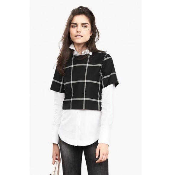 Banana Republic Tops - BANANA REPUBLIC Windowpane Square Crop Top